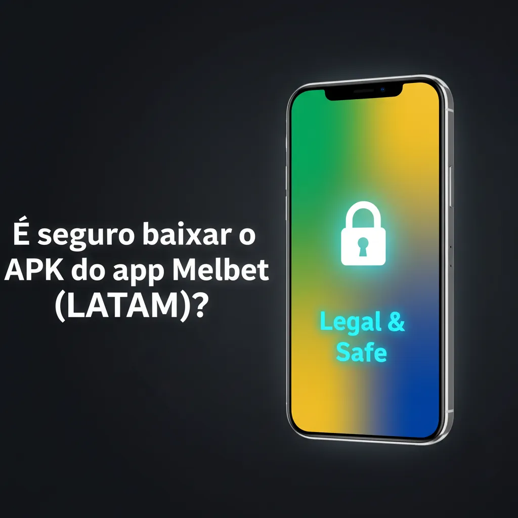 Smartphone com logo Melbet e cadeado indica: baixar o APK (LATAM) é seguro, com licença, SSL e criptografia.