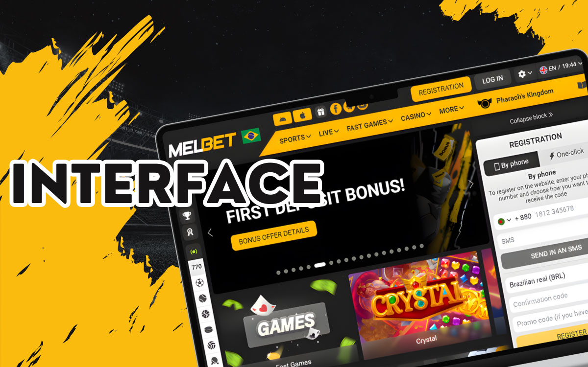 Interface do site Melbet mostrando menu de navegação com Esportes, Cassino e outras seções, além de barra lateral com ligas.