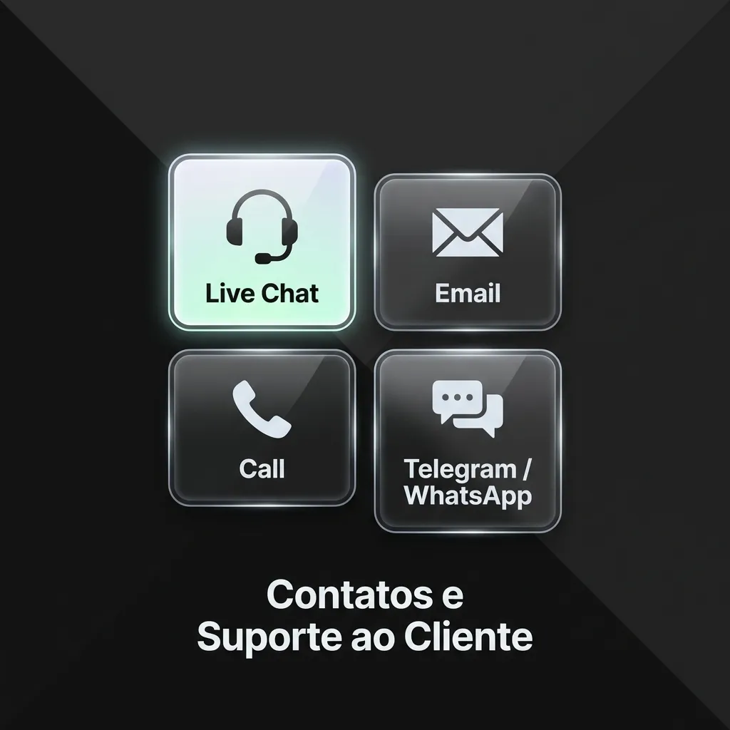 Suporte ao cliente 24/7 em português com chat ao vivo, e-mail e central de ajuda para apostas e jogos